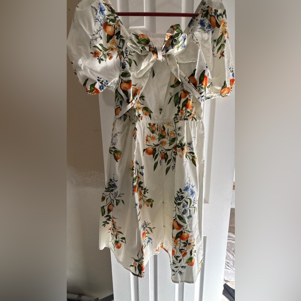Time and Tru White Floral Backless Dress